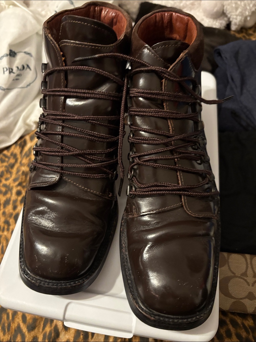 GUCCI Brown Leather ladies Lace-Up Boots